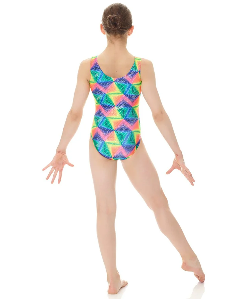 Mondor Metallic Print Gymnastic Tank Leotard - 27822C Girls - Image 16