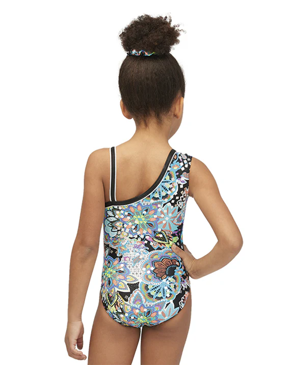 Mondor Abstract Print Gymnastic Tank Leotard - 27806C - Flower Power Print Girls - Image 2
