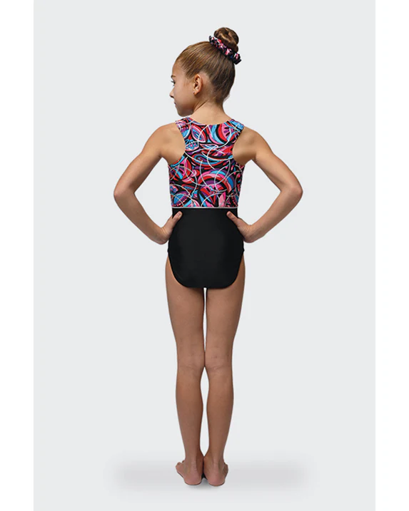 Mondor Combination Print Gymnastic Tank Leotard - 27897C - Emotion Print Girls - Image 2