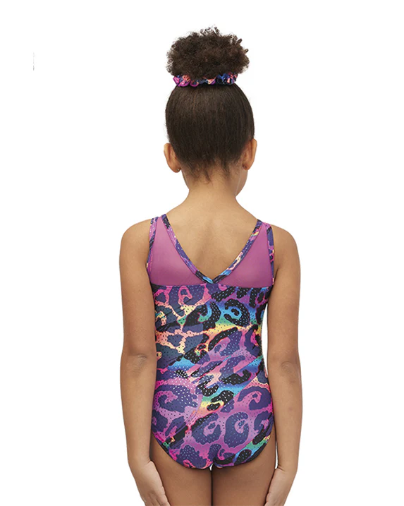 Mondor Combination Print Mesh Gymnastic Tank Leotard - 27817C - Multi Leopard Print Girls - Image 2