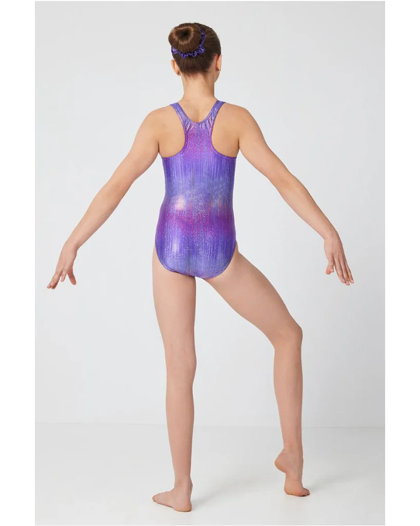 Mondor Metallic Print Gymnastic Tank Leotard - 7817C Girls - Image 2