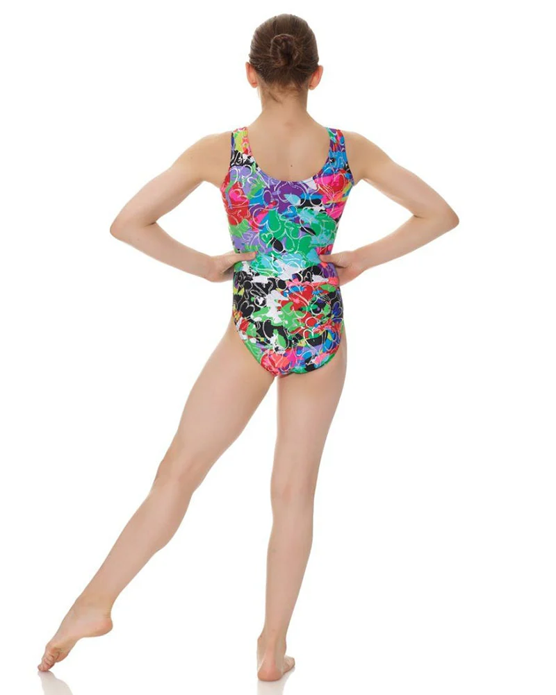 Mondor Metallic Print Gymnastic Tank Leotard - 7822C Girls - Image 4
