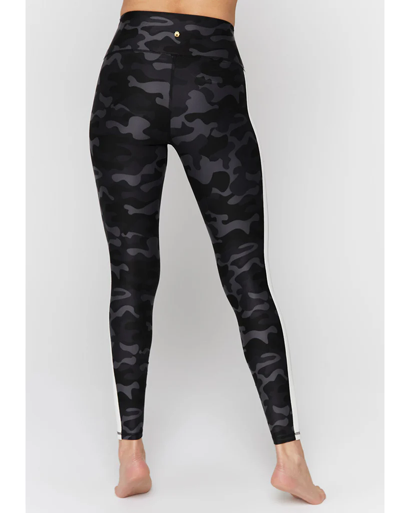 Spiritual Gangster Essential 7/8 High Waist Legging with Stripe - Womens - Black Camo Print - Image 3