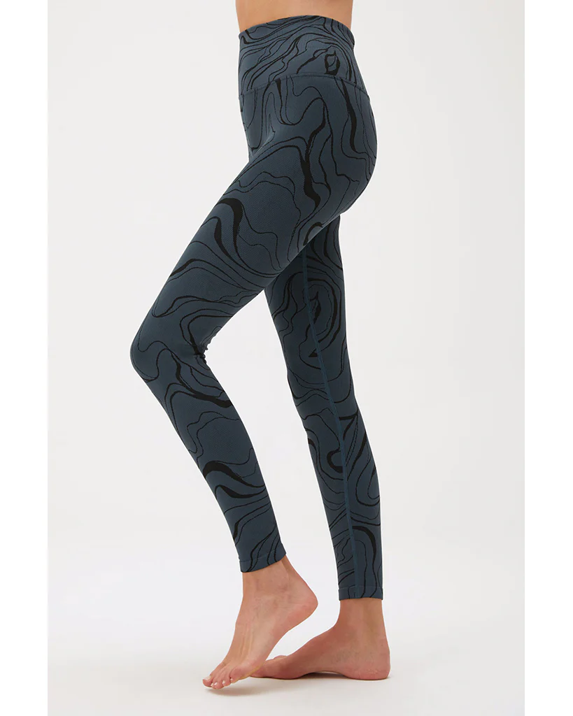 Spiritual Gangster Love Sculpt Jacquard Legging - Womens - Deep Sea Blue Swirl Print - Image 2