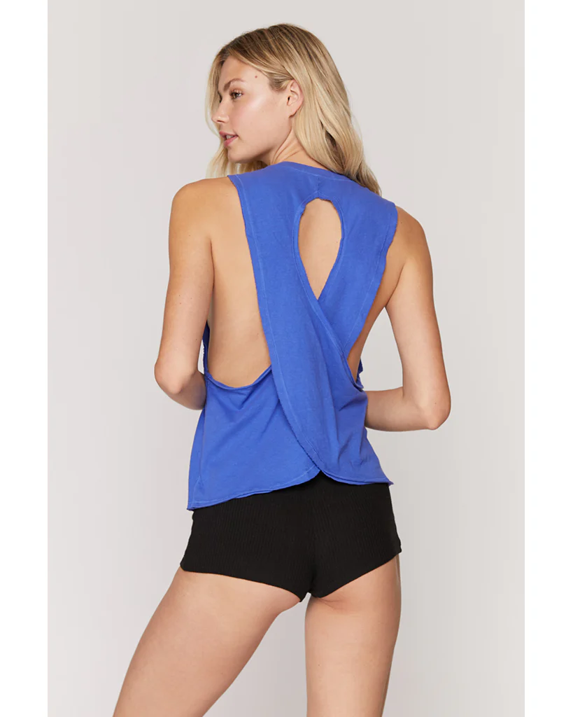 Spiritual Gangster Namaste Surplice Back Swing Tank - Womens - Bluebell - Image 3