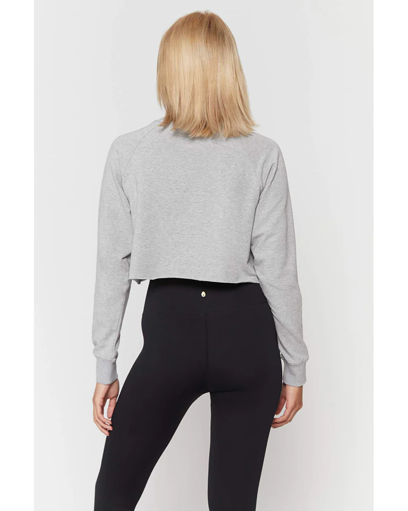 Spiritual Gangster Relax Izzy Crop Crew Sweatshirt - HO10417028 - Womens - Heather Grey - Image 3