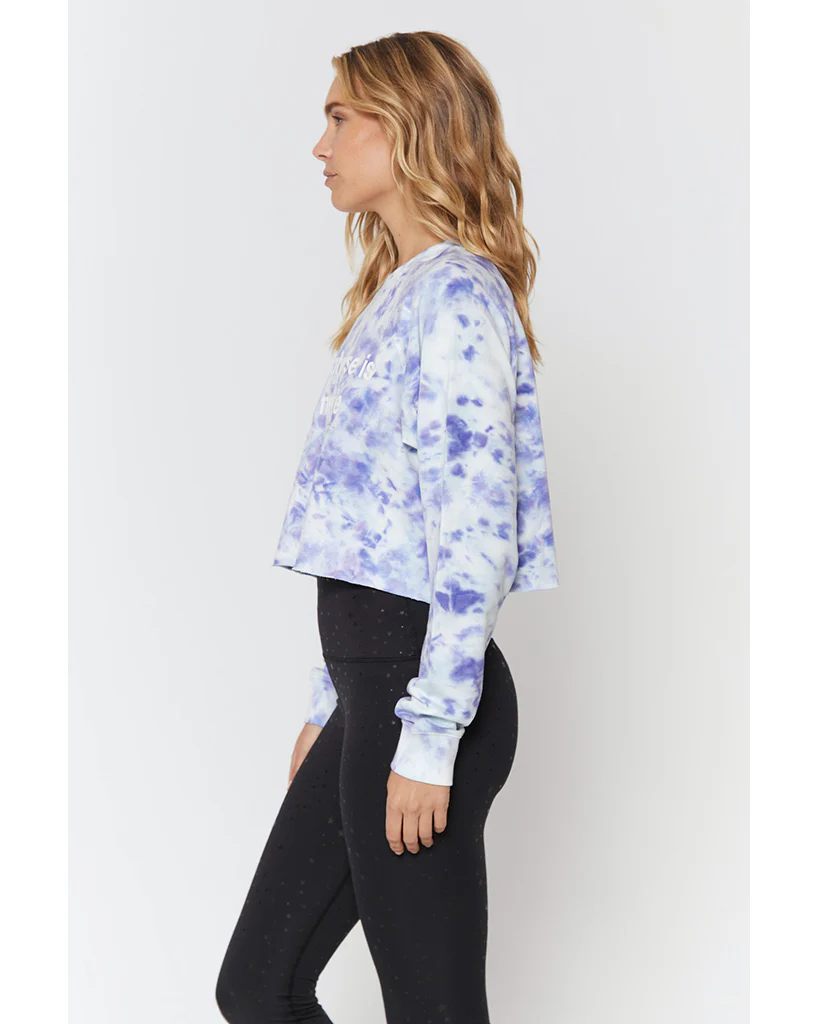 Spiritual Gangster Universe Izzy Crop Crew Sweatshirt - HO10417045 - Womens - Eclipse Cloud Tie Dye - Image 2