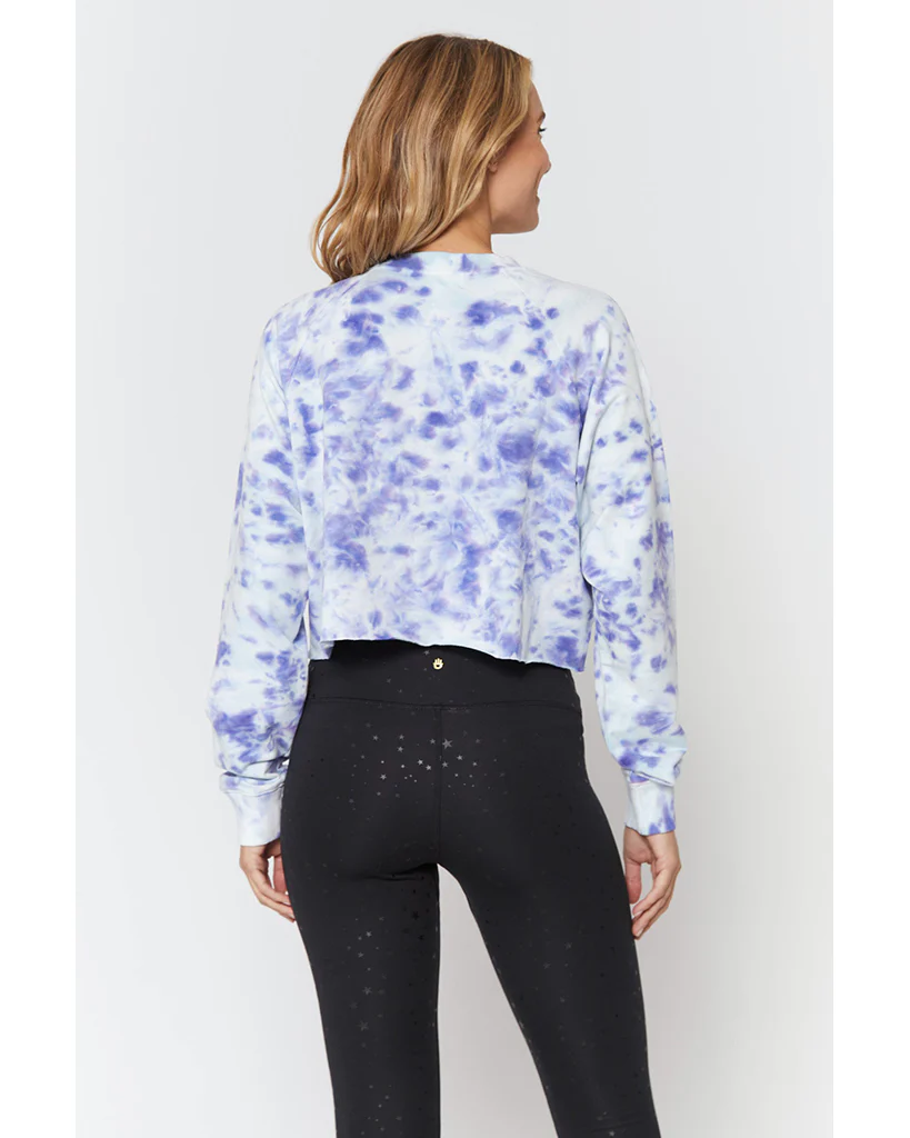 Spiritual Gangster Universe Izzy Crop Crew Sweatshirt - HO10417045 - Womens - Eclipse Cloud Tie Dye - Image 3