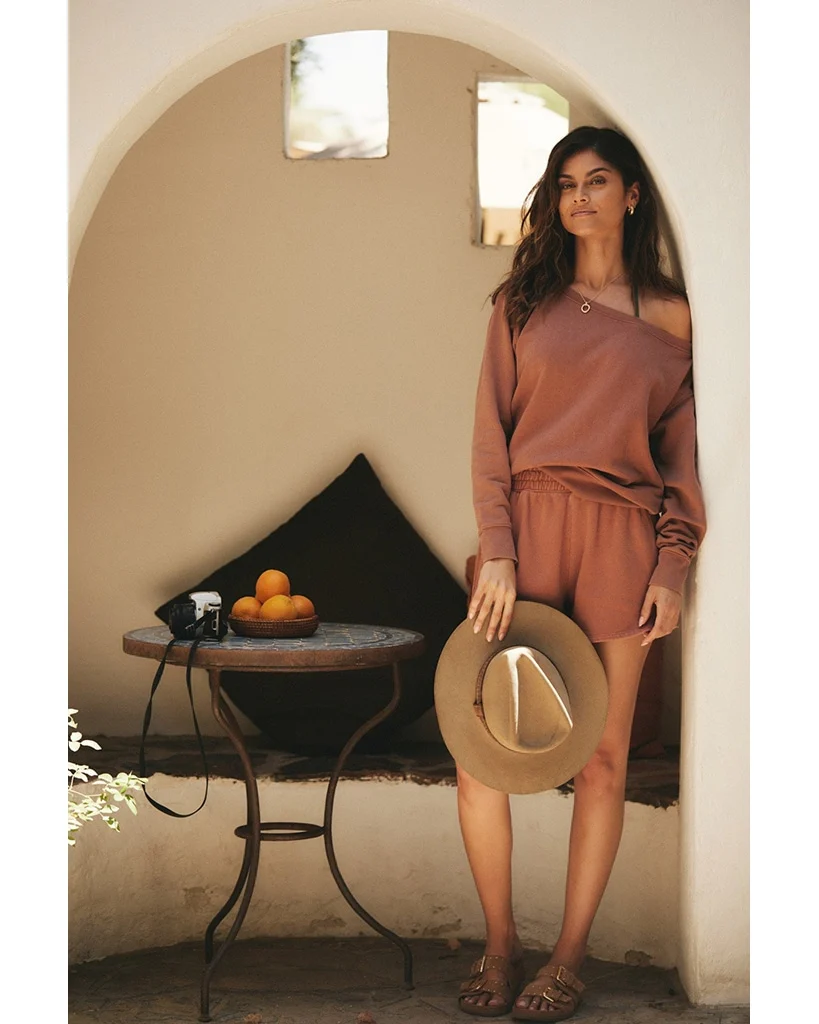 Spiritual Gangster Vida Off Shoulder Sweatshirt - FA30417017 - Womens - Deep Rust - Image 3