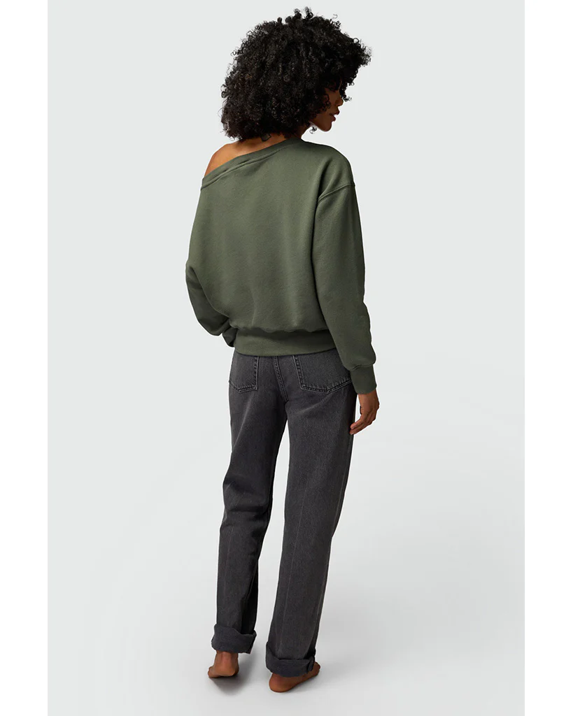 Spiritual Gangster Vida Off Shoulder Sweatshirt - SP40417016  - Womens - Olive Green - Image 3