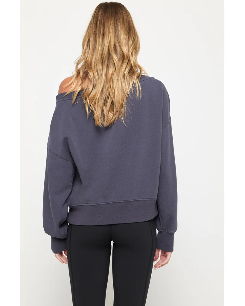 Spiritual Gangster Vida Off Shoulder Sweatshirt - SP40417016 - Womens - Shadow - Image 2