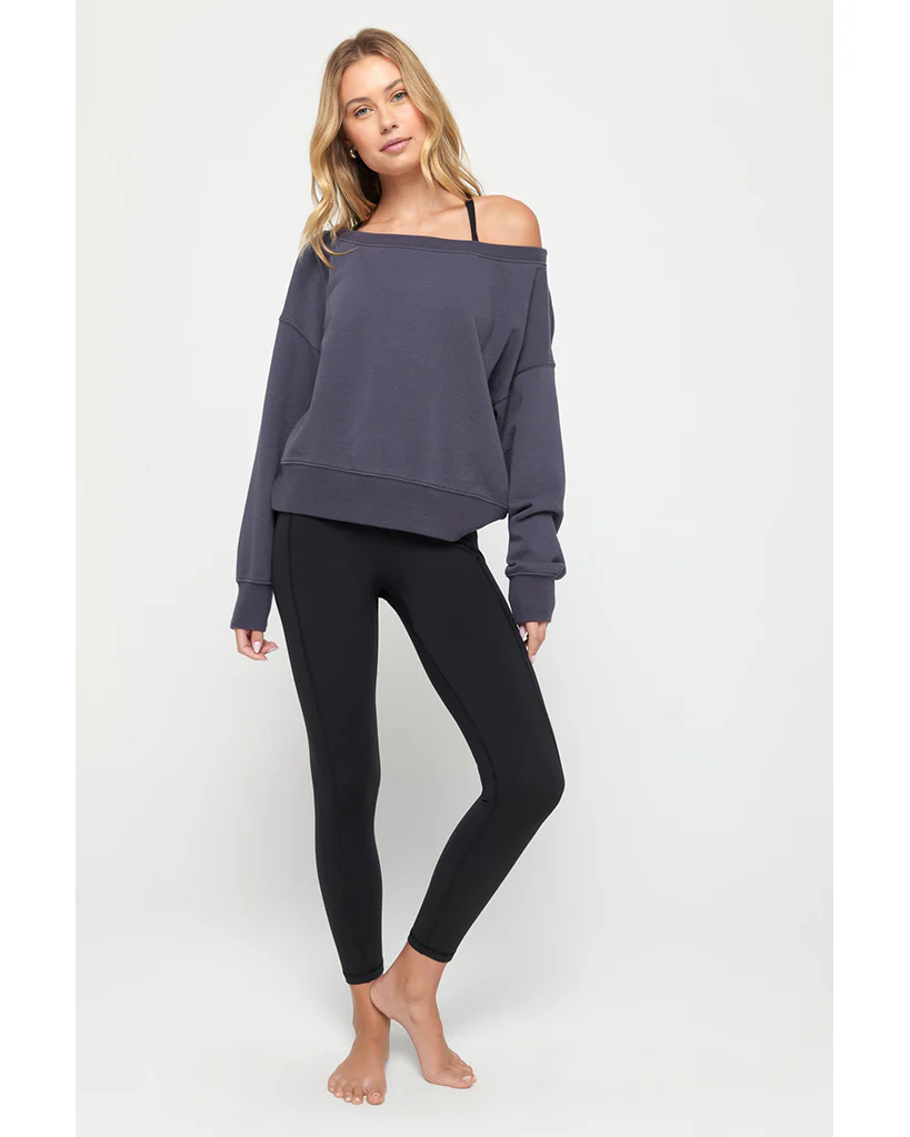 Spiritual Gangster Vida Off Shoulder Sweatshirt - SP40417016 - Womens - Shadow - Image 4