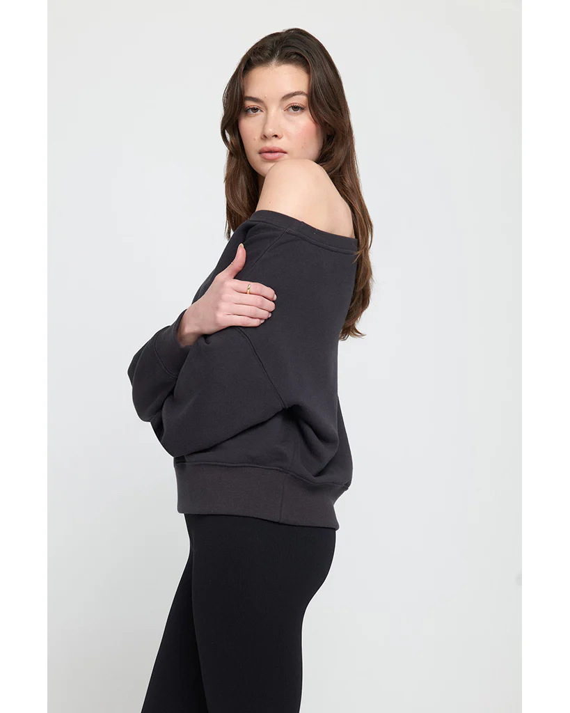 Spiritual Gangster Vida Off Shoulder Sweatshirt - SP40417016  - Womens - Vintage Black - Image 3