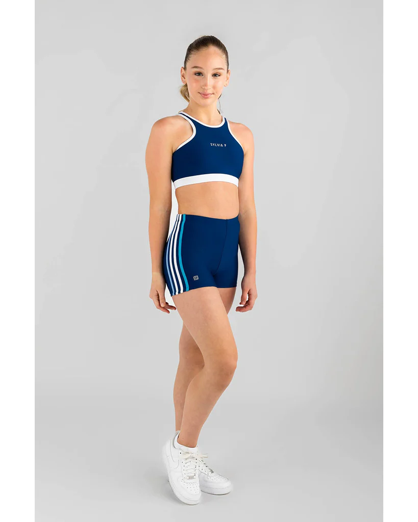 Sylvia P Ellis Side Stripe Shorts - Girls - Navy / White - Image 3