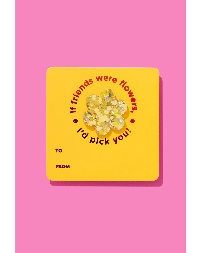 Taylor Elliott Designs Friendship Flower Pin with Affirmation Gift Card Holder - Gold Confetti