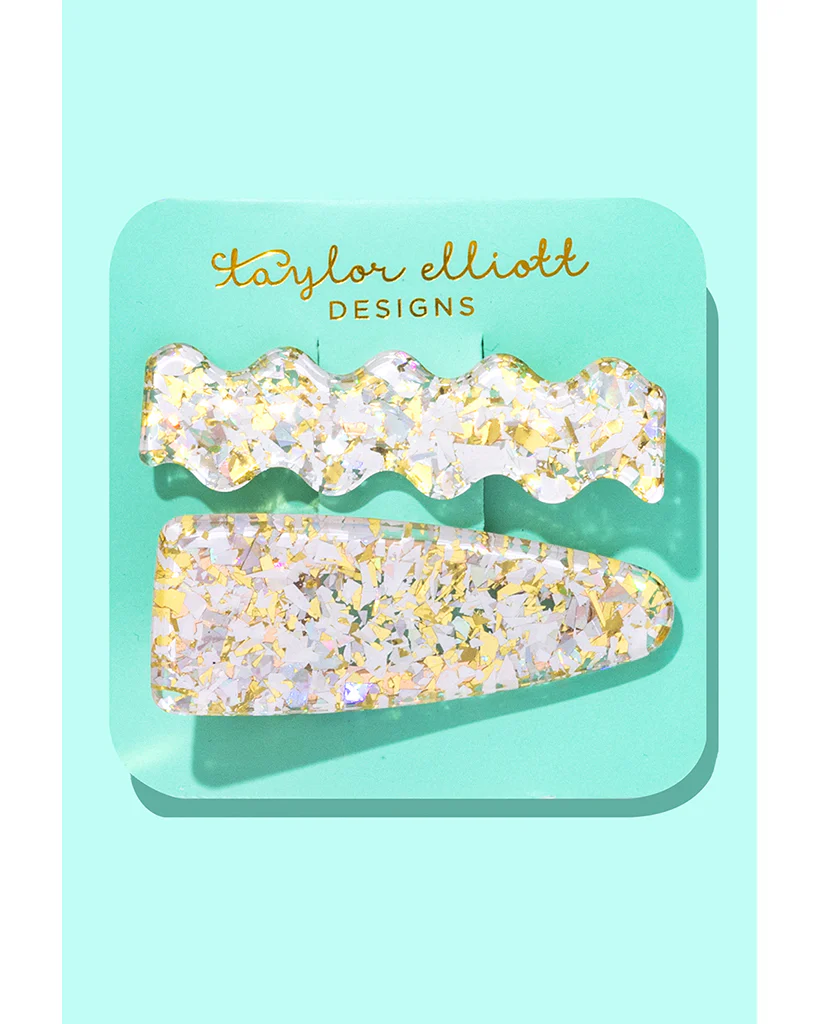 Taylor Elliott Designs Hair Clip 2pc Set Medium - Assorted Pearl Confetti