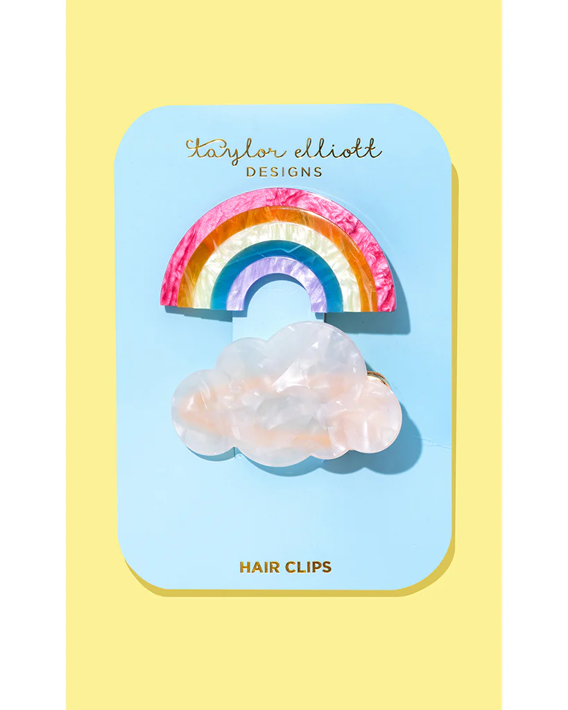 Taylor Elliott Designs Hair Clip 2pc Set - Pearl Rainbow + Cloud