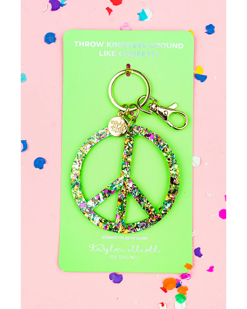 Taylor Elliott Designs Peace Sign Keychain - Colourful Confetti