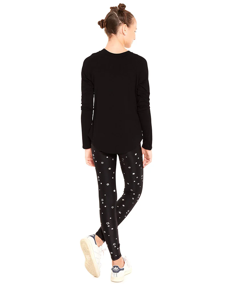 Terez Foil Print Legging - 1117 Girls - Mini Silver Stars/Black - Image 2