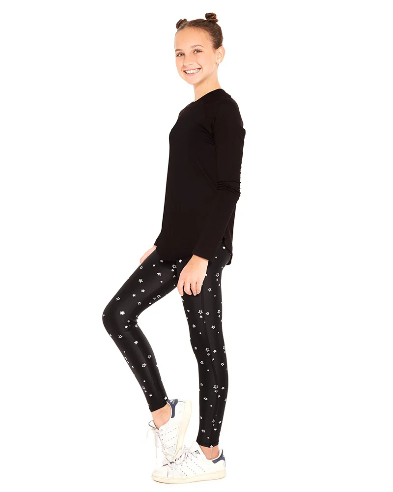 Terez Foil Print Legging - 1117 Girls - Mini Silver Stars/Black - Image 3