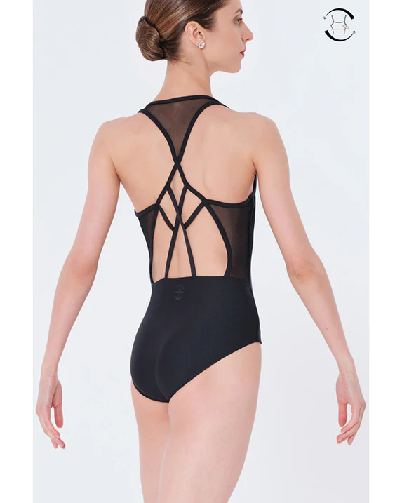 Wear Moi Neoma V Neck Strappy Mesh Back Tank Leotard - Womens - Image 2