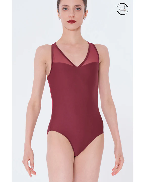 Wear Moi Neoma V Neck Strappy Mesh Back Tank Leotard - Womens - Image 4