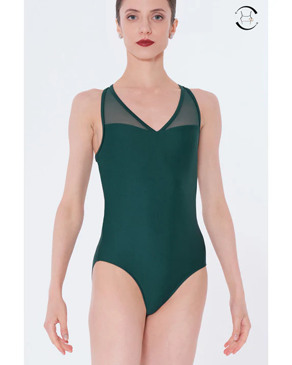 Wear Moi Neoma V Neck Strappy Mesh Back Tank Leotard - Womens - Image 6