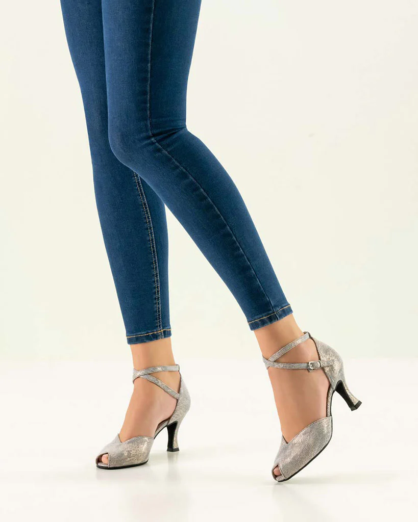 Werner Kern Asta Peep Toe Shimmering Suede Leather 6.5 cm Latin Ballroom Shoes - Womens - Asta 65 Shark Antik - Image 5