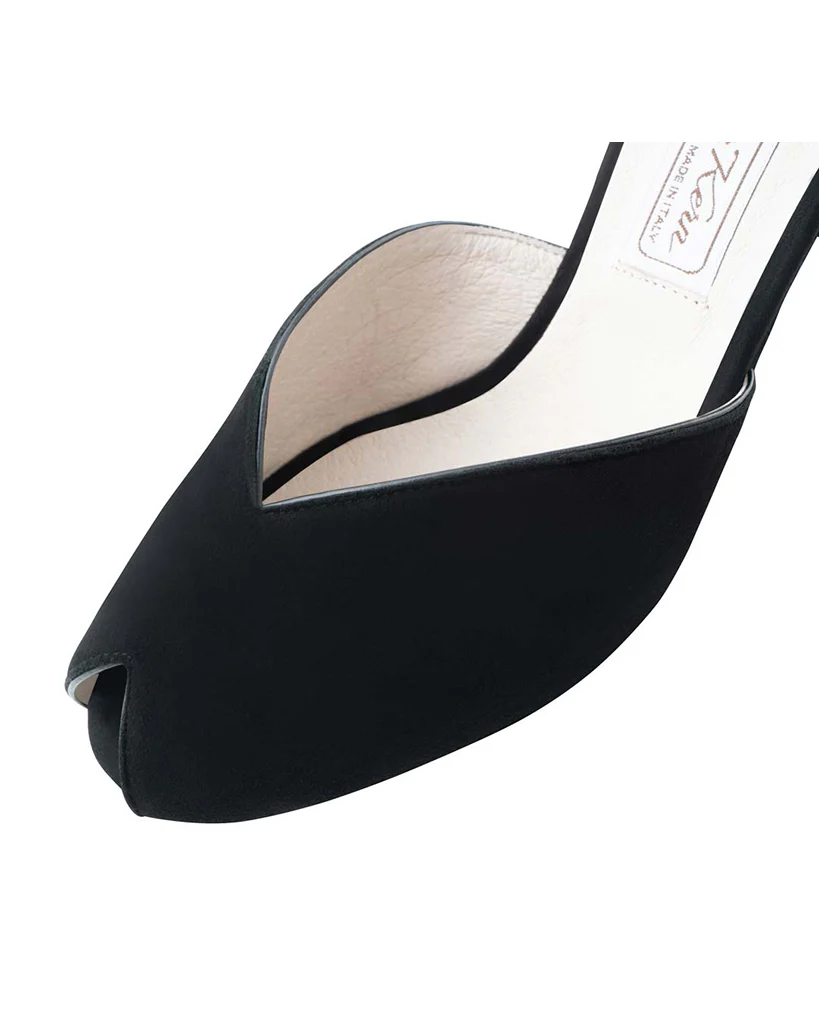 Werner Kern Asta Peep Toe Suede Black Leather 6.5 cm Latin Ballroom Shoes - Womens - Asta 65 Samtziege Schwarz - Image 3