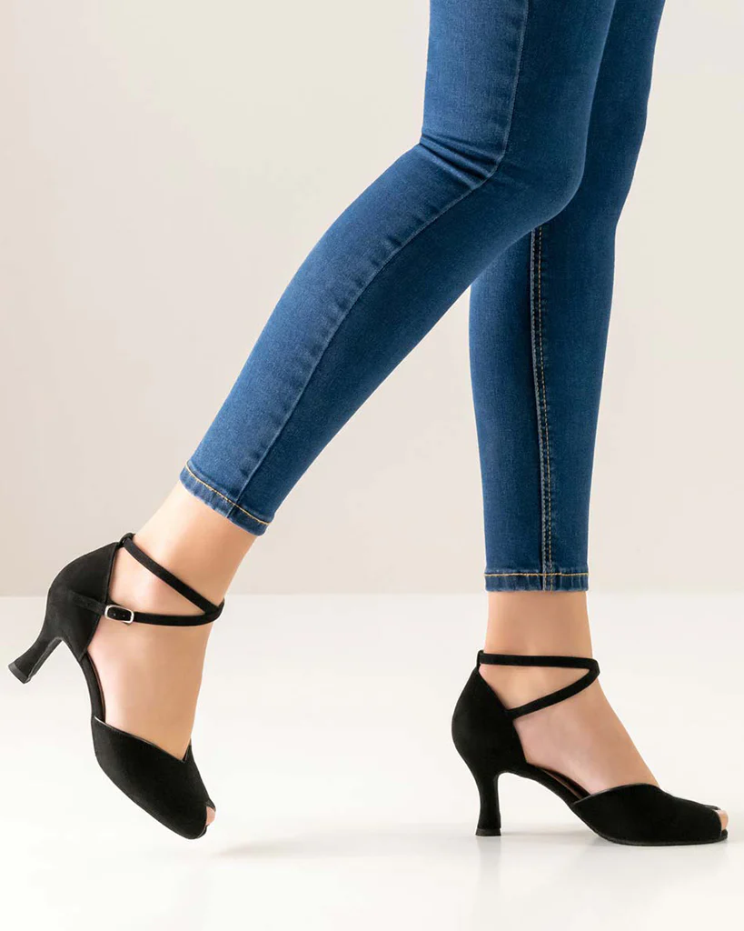 Werner Kern Asta Peep Toe Suede Black Leather 6.5 cm Latin Ballroom Shoes - Womens - Asta 65 Samtziege Schwarz - Image 4