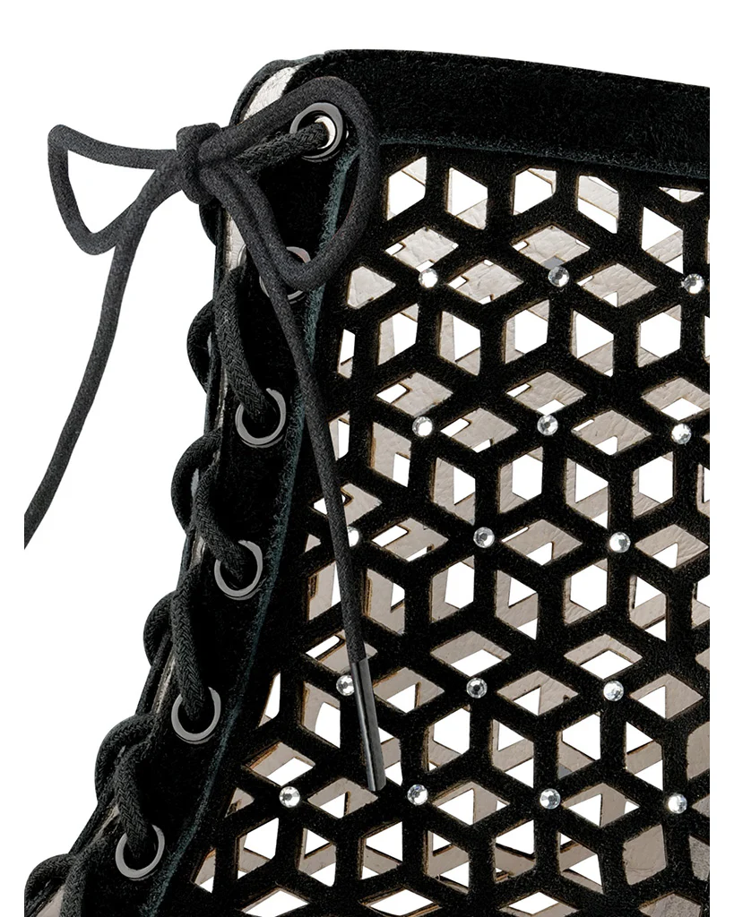 Werner Kern Elaine Black Suede Rhinestone Leather 5 cm Heel Laced Ankle Boot Dance Shoes - 990-50 Womens - Image 2