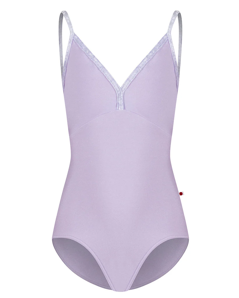Yumiko Daria with Crushed Velvet Trim V Neck Camisole Leotard - Girls - Poem / Angelic