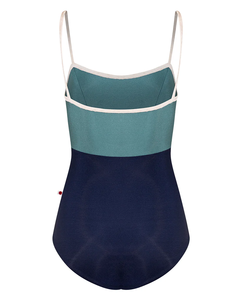 Yumiko Denise with Crushed Velvet Trim Princess Seamed Camisole Leotard - Womens - Dark Blue / Frost / Misty Rose - Image 2
