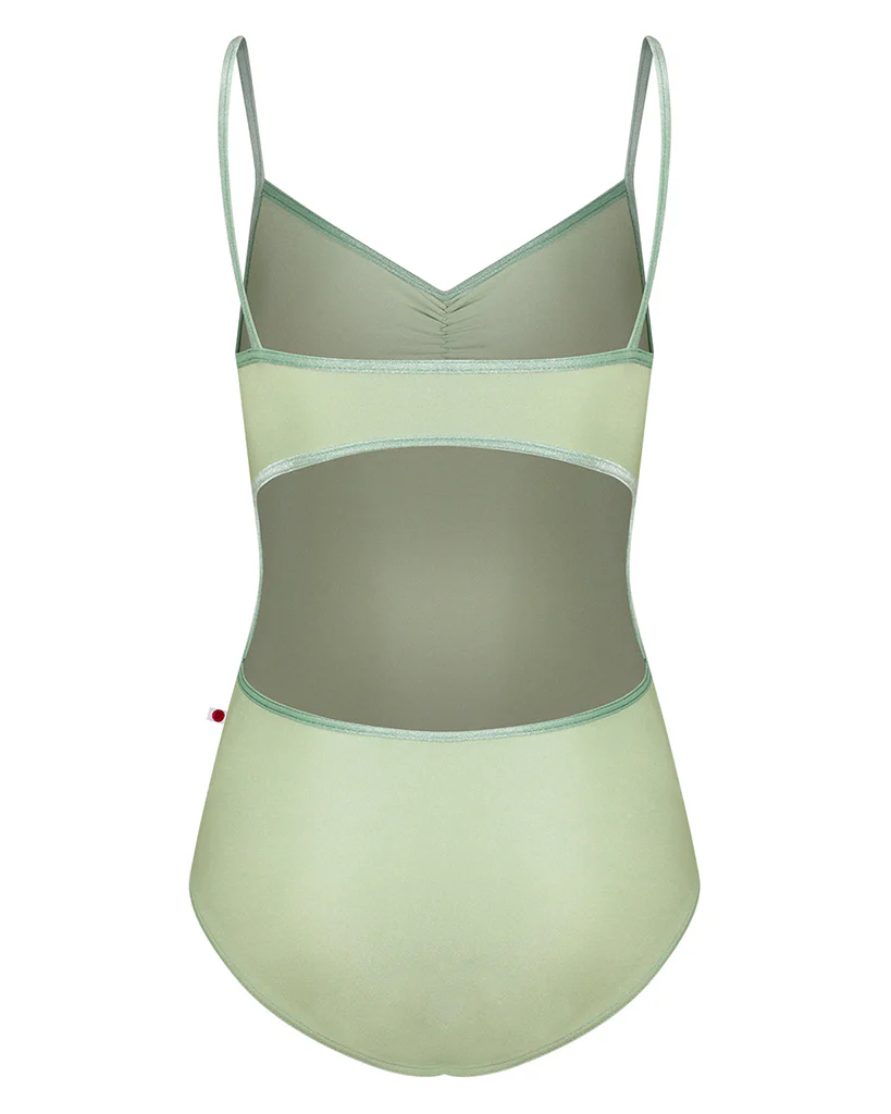 Yumiko Kiki with Velvet Trim Pinch Front Cut Out Back Camisole Leotard - Womens - Ginko / Meadow - Image 2