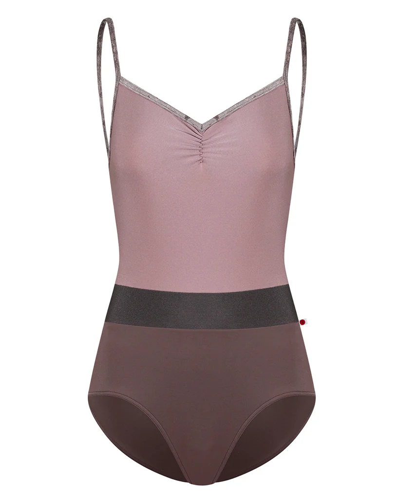 Yumiko Micah with Crushed Velvet Trim Pinch Front Colour Block Camisole Leotard - Womens - Phantom / Magic / Shadow