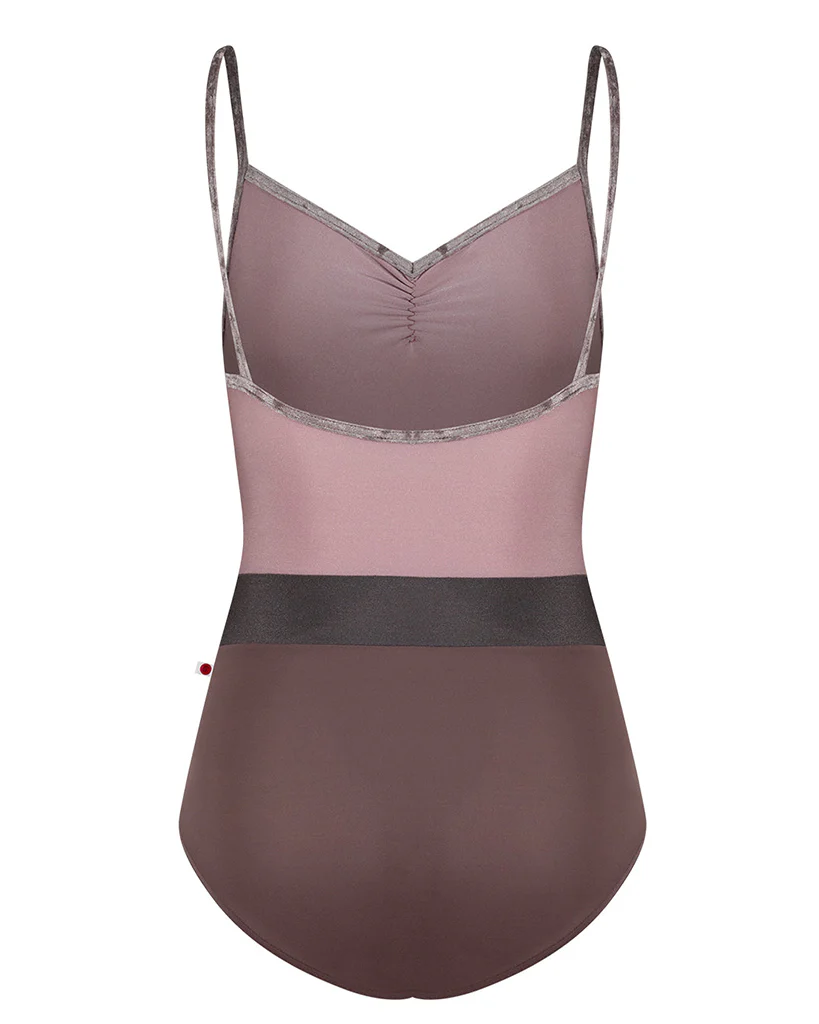 Yumiko Micah with Crushed Velvet Trim Pinch Front Colour Block Camisole Leotard - Womens - Phantom / Magic / Shadow - Image 2